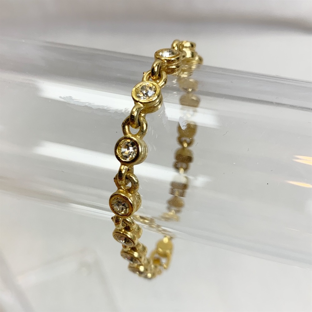 Gold tone Bezel Set Rhinestone Tennis Bracelet